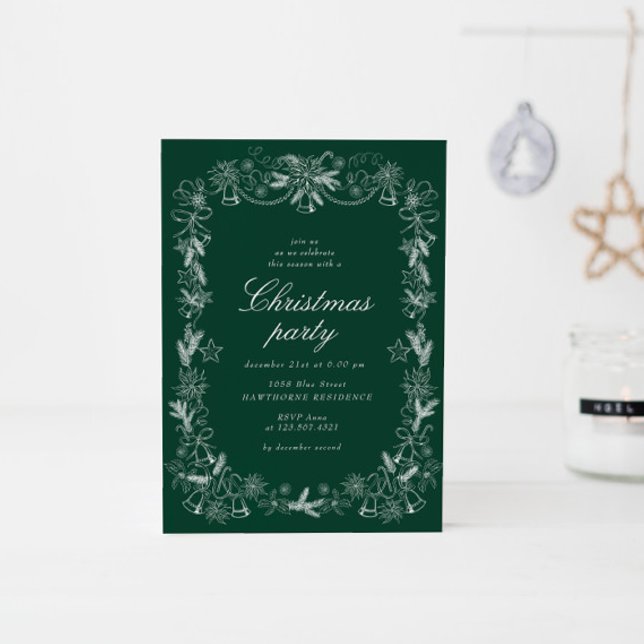 Invitation Fête de Noël rouge Vintage (Créateur téléchargé)