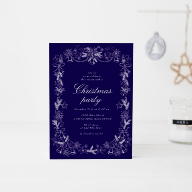 Invitation Fête de Noël rouge Vintage (Créateur téléchargé)