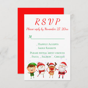 Invitation Fête de Noël RSVP Red Green Père Noël