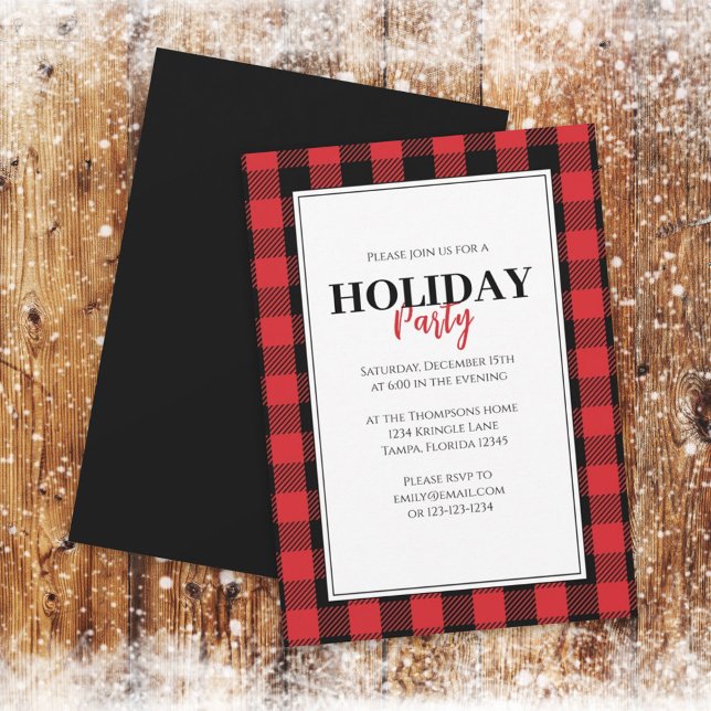 Invitation Fête de Noël Russe Buffalo Plaid (Créateur téléchargé)