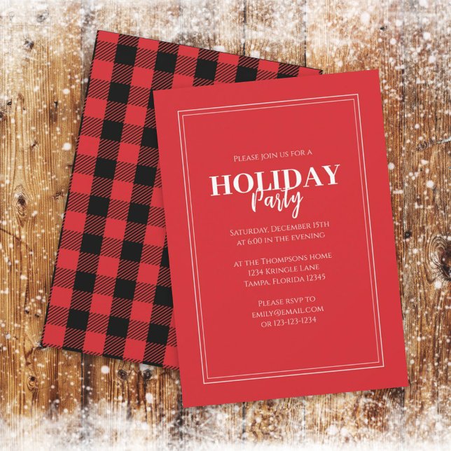 Invitation Fête de Noël Russe Buffalo Plaid (Créateur téléchargé)
