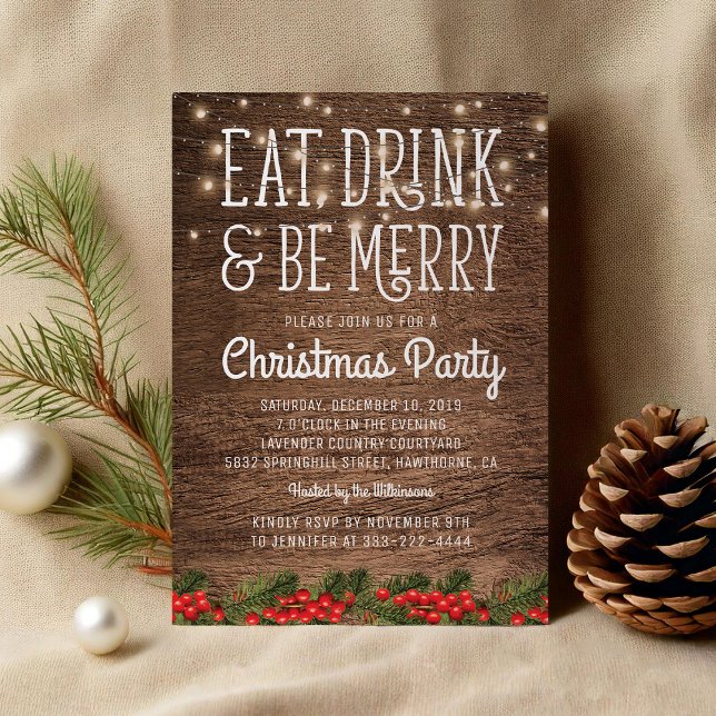 Invitation Fête de Noël rustique à la campagne | Joyeuses Fêt (Créateur téléchargé)