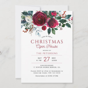 Invitation Fête de Noël rustique d'hiver maison ouverte vacan