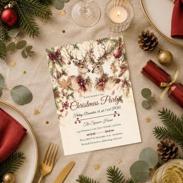 Invitation Fête de Noël rustique en forêt (Créateur téléchargé)