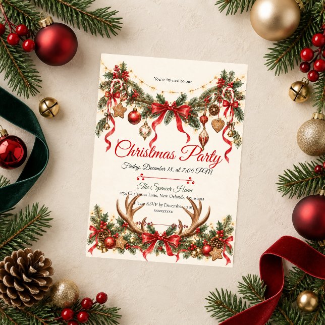 Invitation Fête de Noël rustique en forêt (Créateur téléchargé)