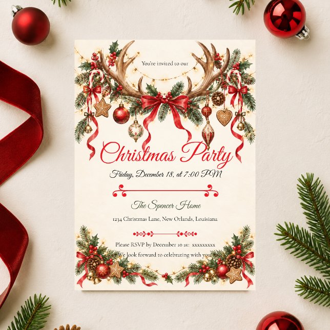 Invitation Fête de Noël rustique en forêt (Créateur téléchargé)