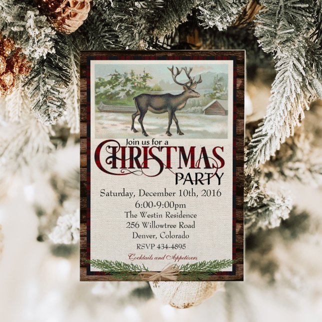 Invitation Fête de Noël Rustique en Forêt (Créateur téléchargé)
