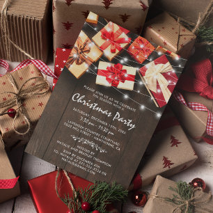 Invitation Fête de Noël rustique et chaleureuse