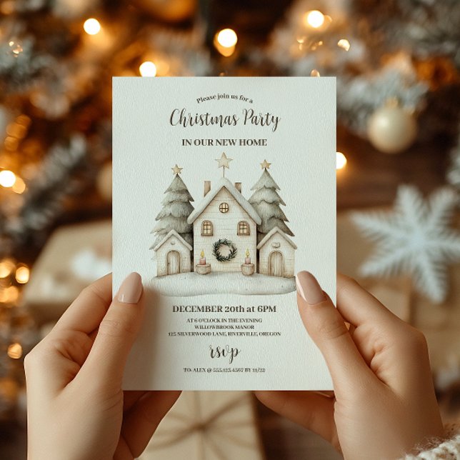 Invitation Fête de Noël rustique et neutre (Créateur téléchargé)