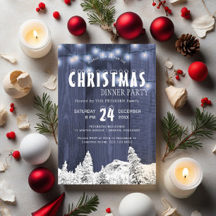 Invitation Fête de Noël rustique hivernal au pays des merveil