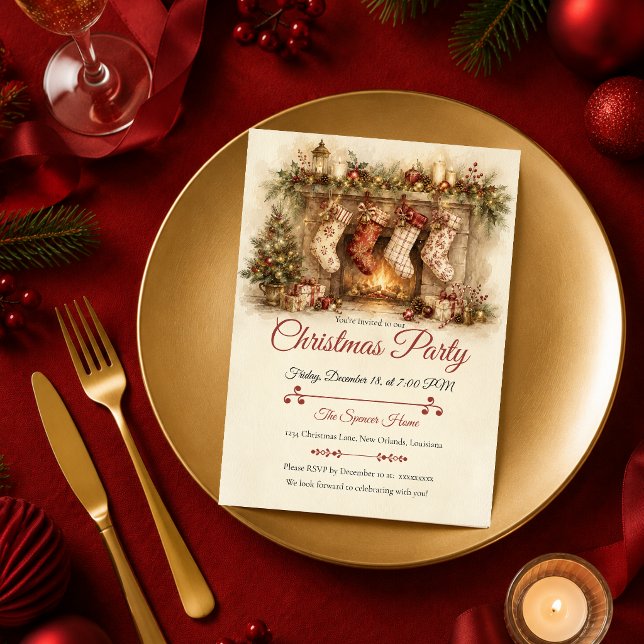 Invitation Fête de Noël rustique vintage (Créateur téléchargé)