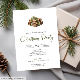 Invitation Fête de Noël rustique vintage à l'aquarelle neutre
