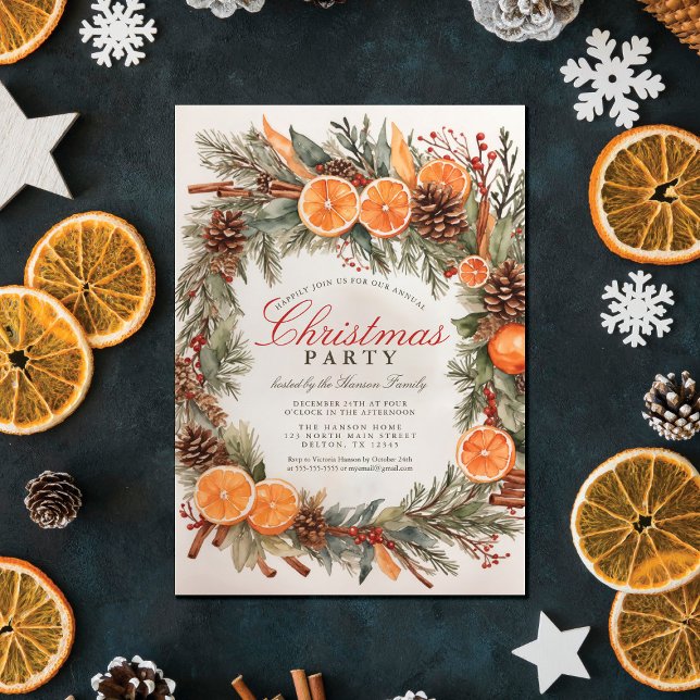 Invitation Fête de Noël rustique vintage : Élégance nostalgiq (Créateur téléchargé)