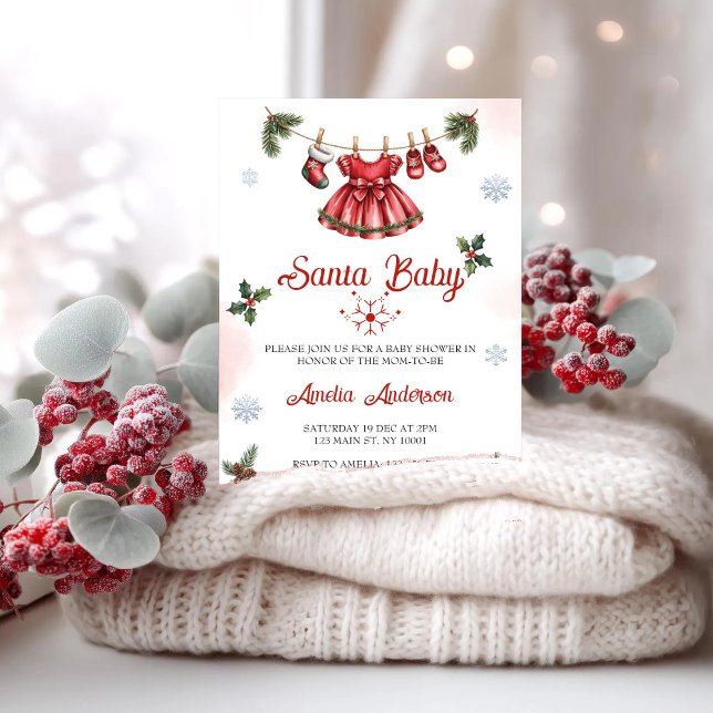 Invitation Fête de Noël Santa Bébé Baby Shower (Créateur téléchargé)