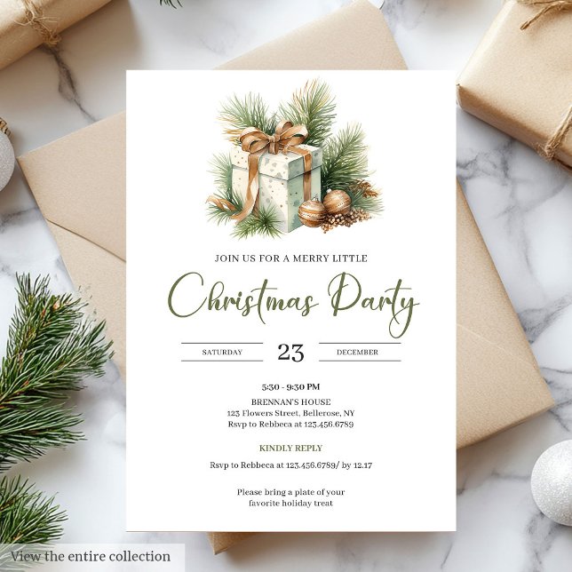 Invitation Fête de Noël scandinave Sage Neutre Festive (Festive Neutral Olive Scandinavian Christmas Party)