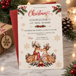 Invitation Fête de Noël scandinave vintage pour couples