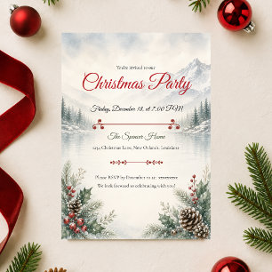 Invitation Fête de Noël sereine en montagne d'hiver