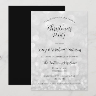 Invitation Fête de Noël Silver Bokeh