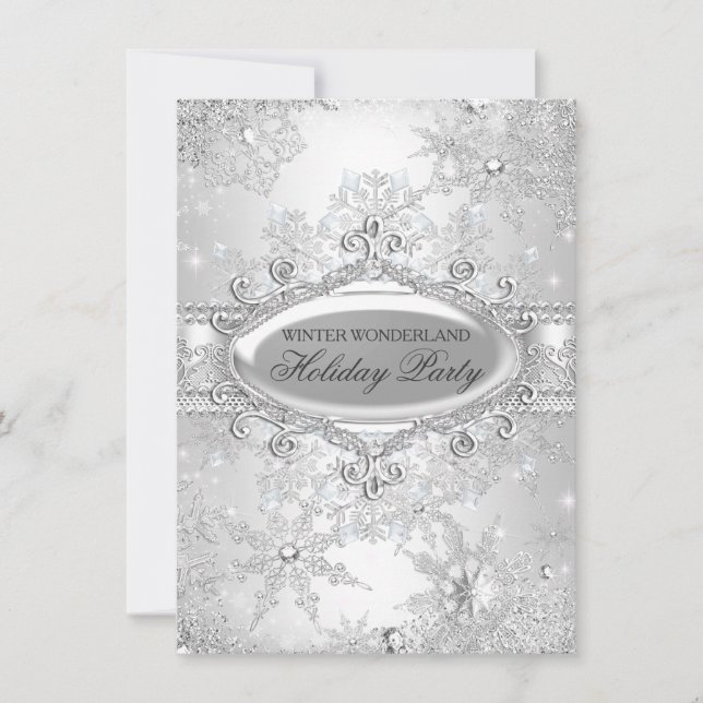 Invitation Fête de Noël Silver Winter Wonderland (Devant)