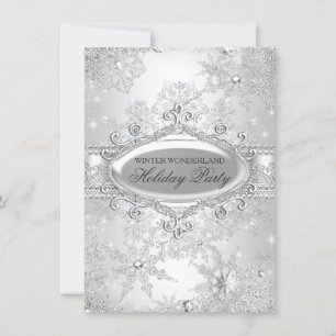 Invitation Fête de Noël Silver Winter Wonderland