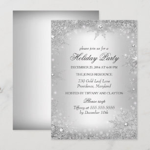 Invitation Fête de Noël Silver Winter Wonderland