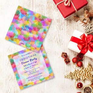 Invitation Fête de Noël Simple et Colorée avec Étincelles