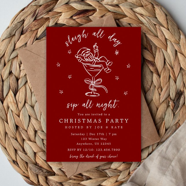 Invitation Fête de Noël Sleigh and Sip  (Créateur téléchargé)