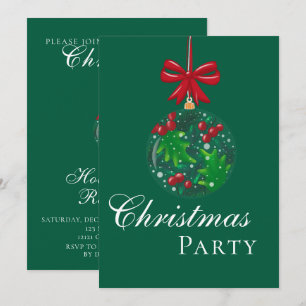 Invitation Fête de Noël sous globe de neige en pays merveille