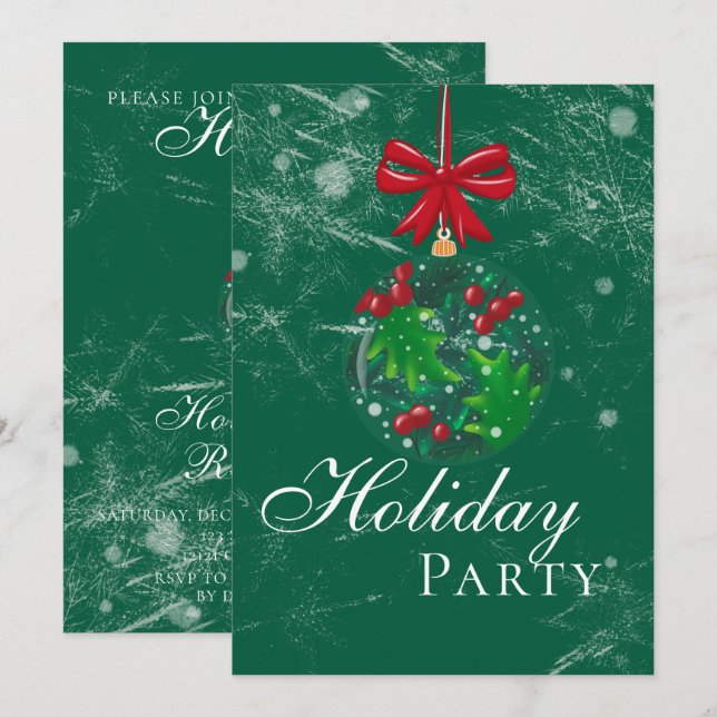 Invitation Fête de Noël sous le thème de la boule à neige de  (Devant / Derrière)
