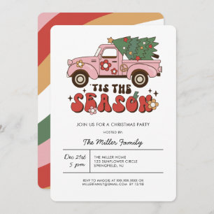 Invitation Fête de Noël Super rétro colorée