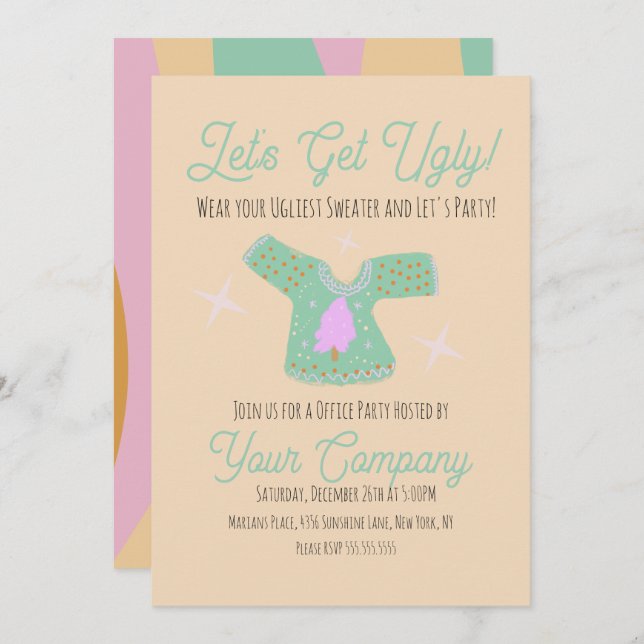 Invitation Fête de Noël super, Sweat moche (Devant / Derrière)