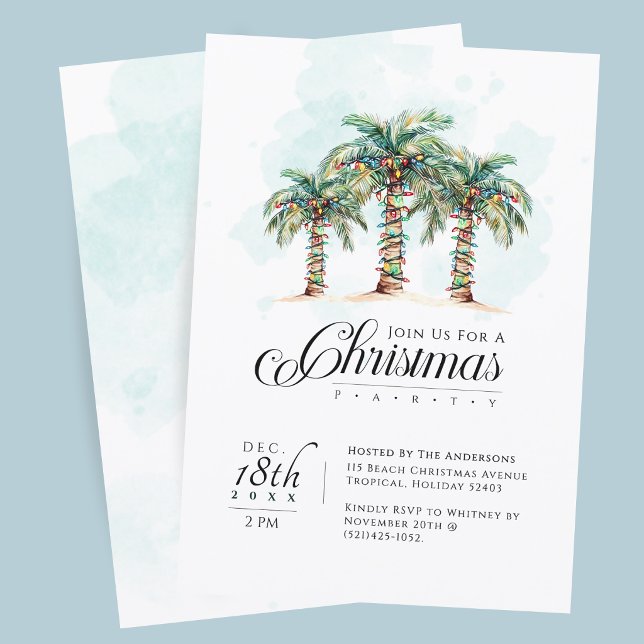Invitation Fête de Noël sur la plage aux palmiers (Créateur téléchargé)