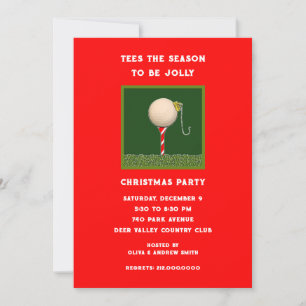 Invitation Fête de Noël sur le thème du golf