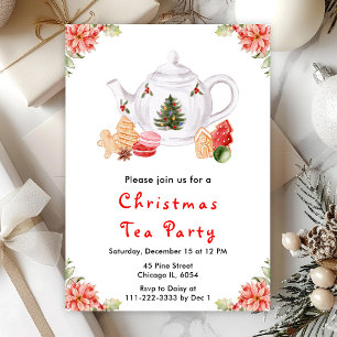 Invitation Fête de Noël Thé Party Rouge