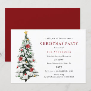 Invitation Fête de Noël traditionnelle autour de l'arbre