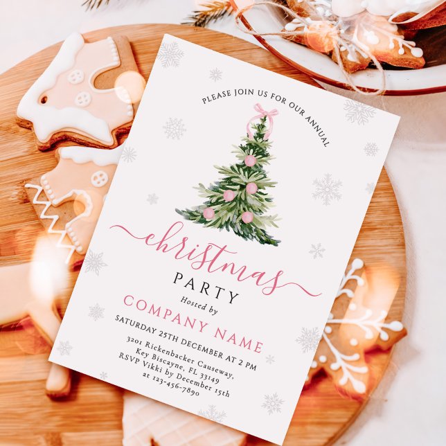 Invitation Fête de Noël traditionnelle de l'arbre au ruban ro (Créateur téléchargé)