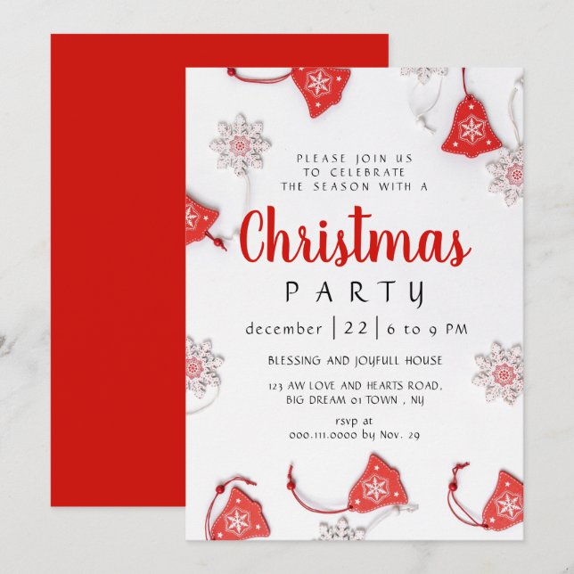 Invitation Fête de Noël traditionnelle élégante d'hiver (Devant / Derrière)