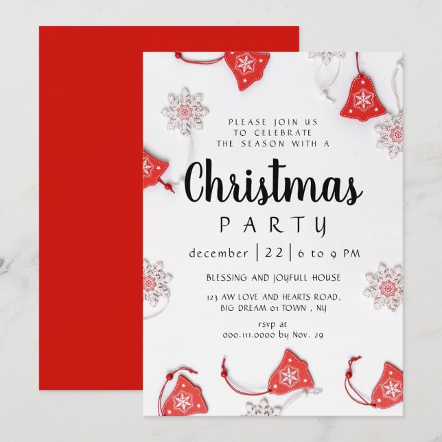 Invitation Fête de Noël traditionnelle élégante d'hiver (Devant / Derrière)