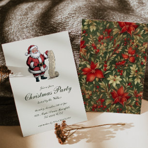 Invitation Fête de Noël traditionnelle vintage du Père Noël