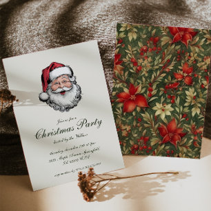 Invitation Fête de Noël traditionnelle vintage du Père Noël