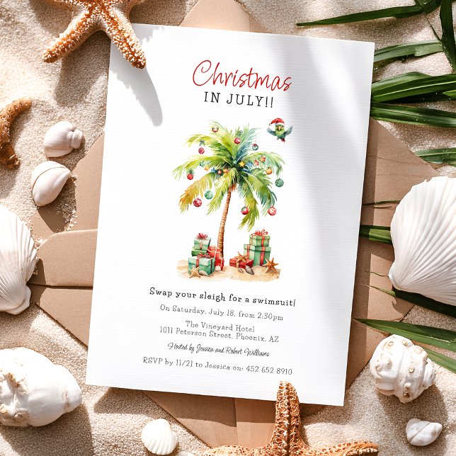 Invitation Fête de Noël tropical en juillet (Créateur téléchargé)
