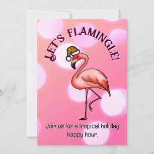 Invitation Fête de Noël Tropicale aux Flamants Roses