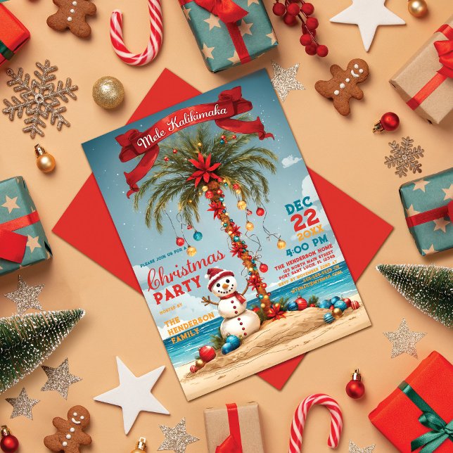 Invitation Fête de Noël tropicale Mele Kalikimaka (Créateur téléchargé)