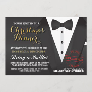 Invitation Fête de Noël Tuxedo Bow Cravate Dîner de bal Invit