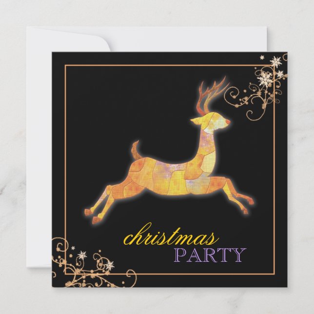Invitation Fête de Noël unique de noir de renne de patchwork (Devant)