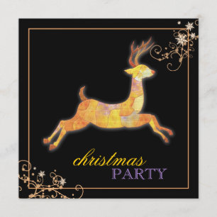 Invitation Fête de Noël unique de noir de renne de patchwork