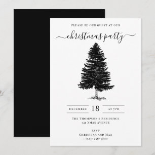 Invitation Fête de Noël Vacances Vintage Noir Blanc