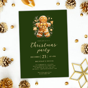 Invitation Fête de Noël Vert Gingbread Fêtes