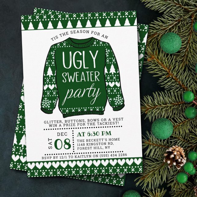 Invitation Fête de Noël vert moche (Créateur téléchargé)