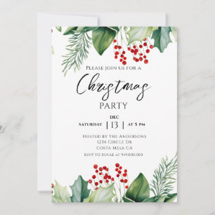 Invitation Fête de Noël Vert Rouge